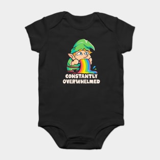 Constantly Overwhelmed - Funny Gnome Rainbow Gift Baby Bodysuit